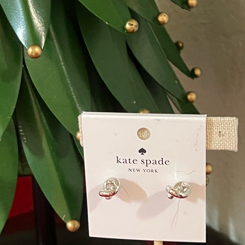 Kate Spade Twisted Silver Knotted Earrings #TSER - Picture 7 of 7